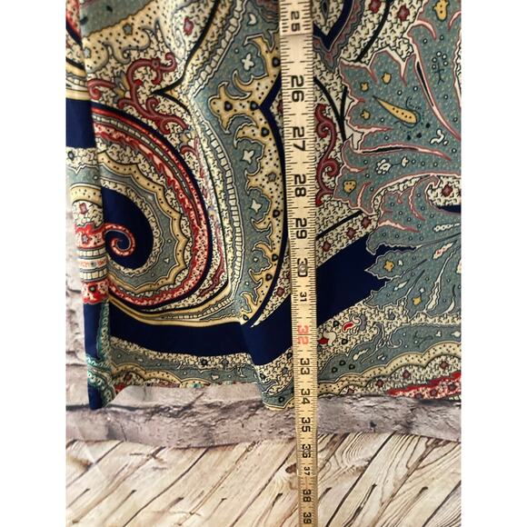 Gilli Dress Womens Medium Shift Navy Blue Paisley Long Sleeve Boat Neck Stretch - Picture 9 of 13